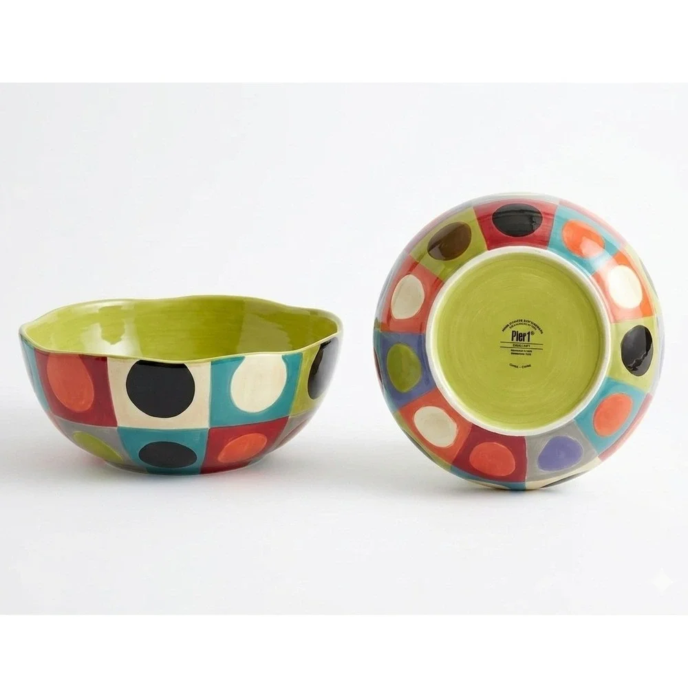Pier‎ 1 Urban Dot Handcrafted Earthenware 11